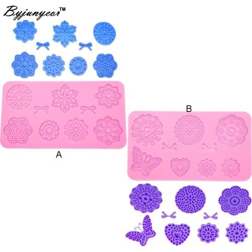 Byjunyeor M-C072 Butterfly And Heart Silicone Lace Mat For Cake Border Sugarcraft Gumpaste Cake Decorating Tools