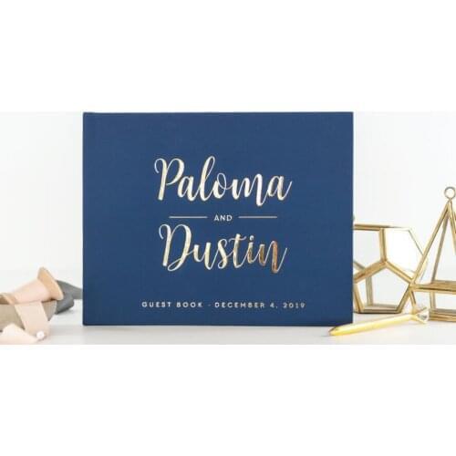 Personalised names date Rustic Wedding Guest Books Ideas gold wedding anniversary photo albums Alternative Guestbook journals