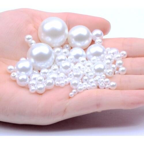 Imitation Pearls For Jewelry Accessories Resin Round Ivory Imitation Pearls With Hole 18g/bag Many Sizes Beads For Choose