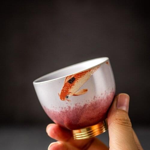 LUWU ceramic tea cup fish teacups porcelain cup chinese kung fu cup
