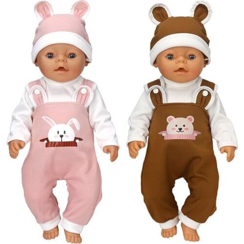 17" Baby Doll Girl Boy Clothes Hat Set For 40cm Baby Dolls Rompers Toys Wear Children Girl Gifts