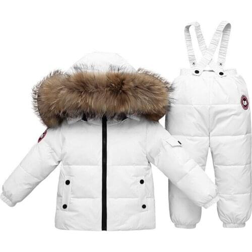 Fashion baby coat pants set 2pcs thick fur hooded down coat pants set for 12-36month babies toddler Winter fur coat pants set