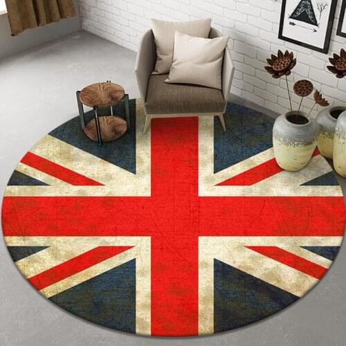 Nordic Style British Flag Printing Chair Mat Living Room Area Rug Children Play Game Rugs Doormat Round Home Bedroom Carpet