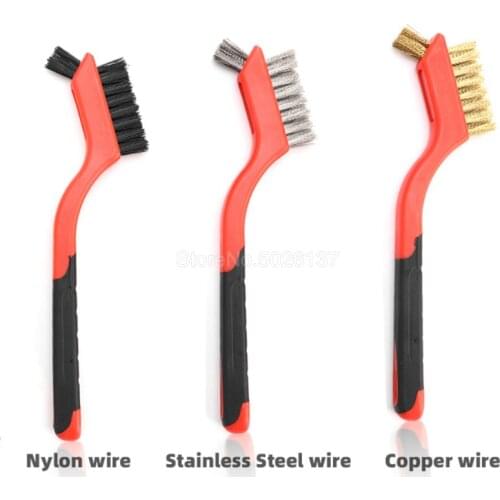 180MM Brass Brush Stainless Steel Nylon Cleaning Polishing Set Tool Mini Brushes Wire Micro Rust Remover Paint Remove Metal