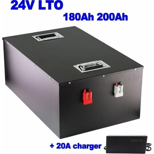 LTO 24v 180ah 200ah Lithium titanate battery with BMS 20000 cycles Propeller solar panel UPS golf cart marine EV RV +20A Charger