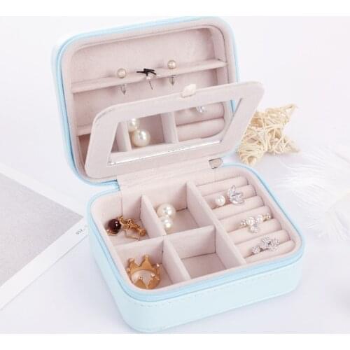 Fashion Style Fresh And Simple Jewelry Box With Makeup Mirror Necklaces Earrings Ring Multi-function Jewellery Storage Organizer