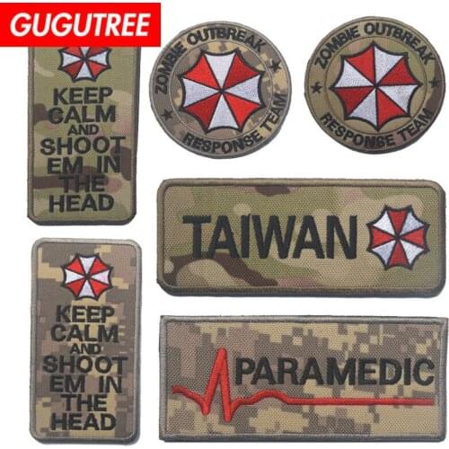 GUGUTREE embroidery HOOK&LOOP umbrella patch letter patches badges applique patches for clothing AD-144