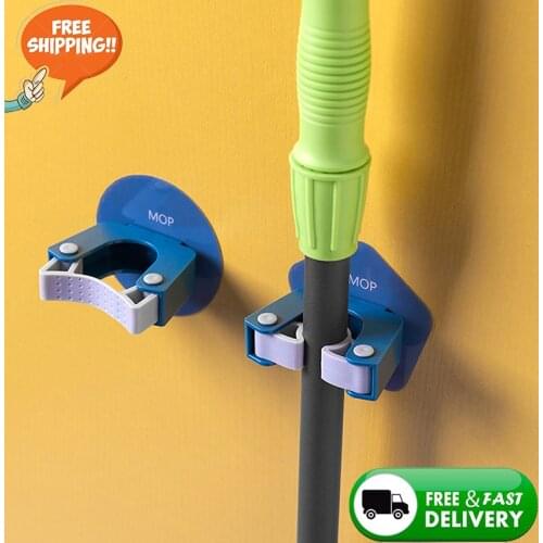 Wall Mounted Mop Organizer Holder Brush Broom Hanger Home Storage Rack Bathroom Suction Hanging Pipe Hooks Household Tools Home