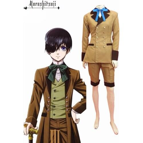 New Free Shipping Anime Black Butler Kuroshitsuji Ciel Phantomhive Gray Suit Cosplay Customize for plus size adults kids