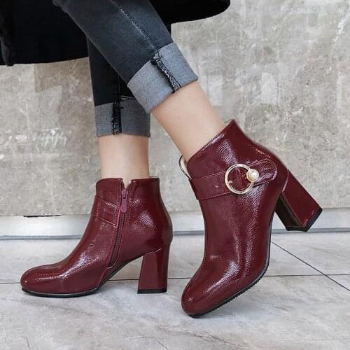 Autumn Winter Women Boots Square Toe Solid European Ladies Shoes Мартин сапоги Elegant Solid High Heel Ankle Boots