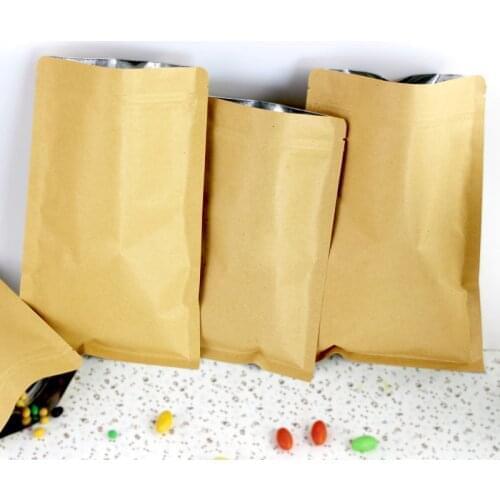 750pcs/lot Kraft Paper Doypack Zip Lock Pouch with Aluminum Foil Food Tea Snack Coffee Storage Resealable Ziplock/zipper Bag