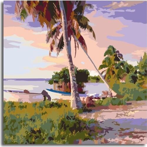 The Palm Tree Paint by Numbers Colorful Oil Painting Abstract 16x20 Framed DIY Paint by Numbers Kit for Adults Beginners