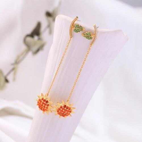 Simple Design Long Earring For Women Handmade Zircon Crystal Flower Earring Handmade Charming Date Gift Jewelry Accessory