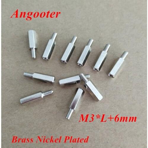 100pcs M3 Hex Nut Brass Standoff Spacer Male Female Brass nickel plated Brass Hex Screw Spacer M3*5/6/8/10/12/15/16/18/20/25+6
