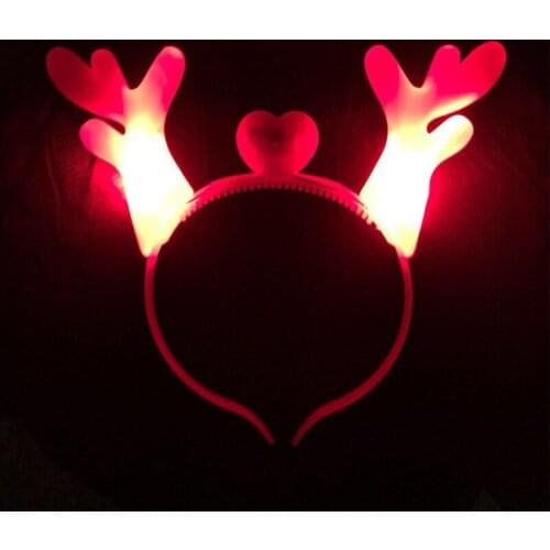 Luminous antlers flashing Christmas elk headband children led lights deer plastic hairband adult hairpin headdress