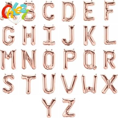 50pcs/lot 16inch Rose Gold letter foil balloons party decoration supplies Birthday Wedding event DIY Hanging balls shower