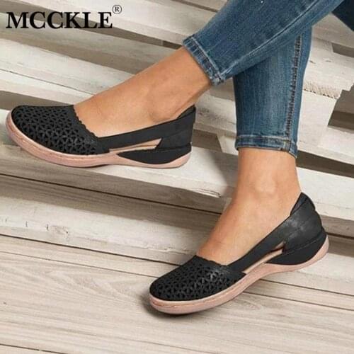 Women Flats Shoes Woman Shallow Slip On Hollow Out Breathable Sewing Solid Casual Female Shoe Platform Ladies Plus Size 34-43