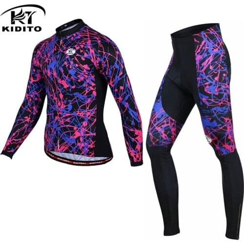 KIDITOKT womens autumn cycling suit long sleeve clothes hygroscopic and sweat releasing ventilation Athletic Wear