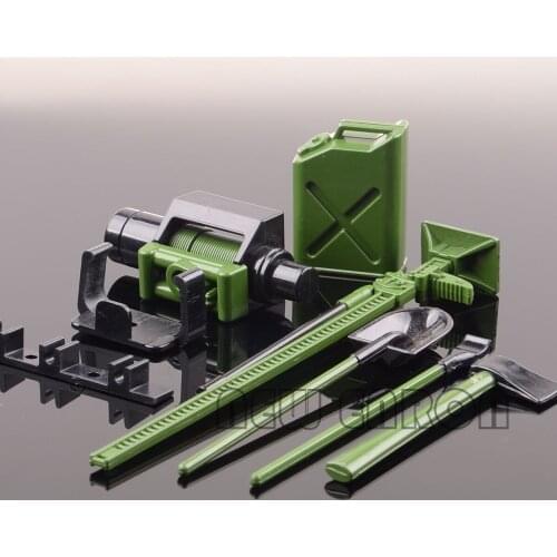 1Set Fuel Tank Jack Winch Hatchet Shovel Accessories Tools Plastic Kit for RC Rock Crawler Car 1/10 Axial SCX10 Tamiya CC01 D90