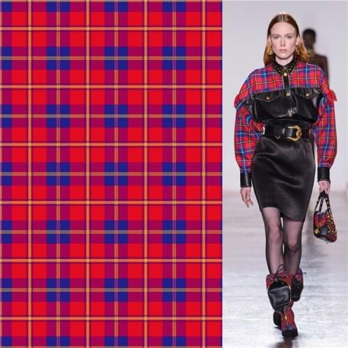 100% polyester stretch fabric dress high-end plaid printed fabric diy clothing shirt bedding patchwork 106