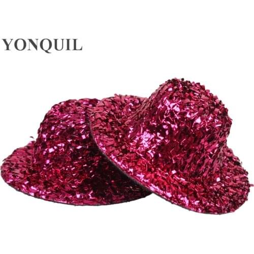 2"/5 CM 9 Color Mini Top Hats Blingbling Children Party Hats Show Caps Good As Fascinator Hat DIY Hair Accessories 50 Pieces/Lot