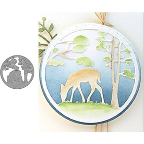 2021 New Arrival Deer Eating Grass Tree Metal Cutting Dies Scrapbooking Craft Die Cut Stencil Card Mould Sheet Decor Template