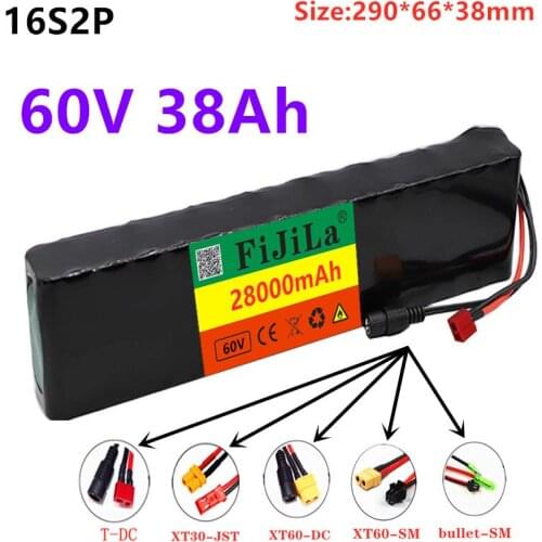 2021 New 60V 28Ah 16S2P 18650 Li-ion Battery 67.2V 28000mAh Ebike Electric Bicycle Scooter With BMS 1000Watt T Plug With