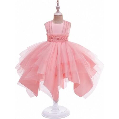 2021 New Year Flower Princess Dress For Girls Elegant Mesh Tutu Wedding Dress Kids Girl Christmas Party Costume Clothes