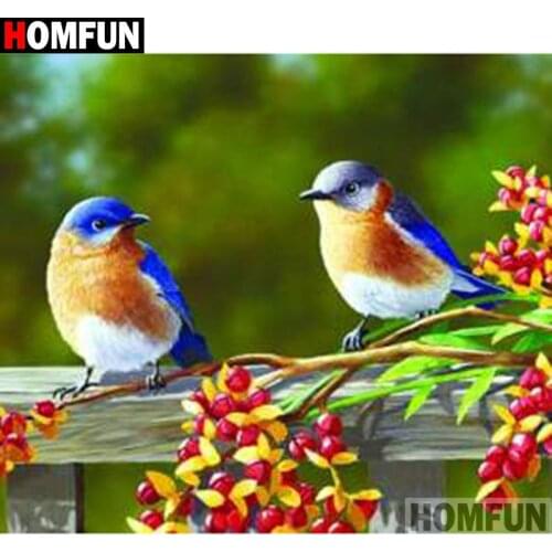 HOMFUN Full Square/Round Drill 5D DIY Diamond Painting "Birds and flowers" Embroidery Cross Stitch 3D Home Decor Gift A17498