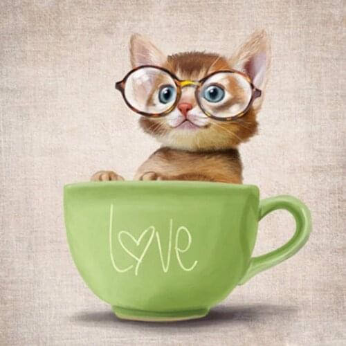 Diamond Painting A Cat With Glasses Full Drill Mosaic DIY Diamond Painting Cross Stitch Embroidery Home Decorative Craft