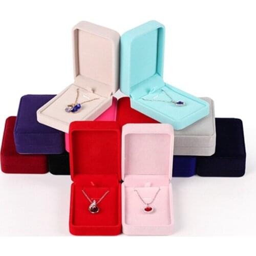Red White Black Gray Velvet Jewelry Packing Box Pendant Chain Earring Necklace Collection Box for Party Gift Wedding Anniversary