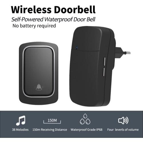 Wireless Waterproof Doorbell Welcome Intelligent 150m Range Smart Home Door bell Chime EU Plug 1 2 Button 1 2 3 Receiver