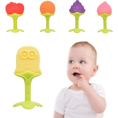 Safe BPA Free Baby Teethers Cute Fruit Strawberry Grape Newborns Teething Molar Toy Kids Food Grade Silicone Training Chew Stick