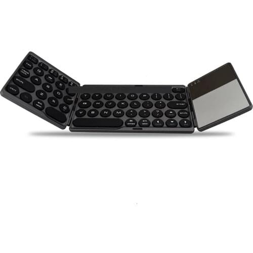 Bluetooth wireless connectio keyboard Three folding wireless computer keyboard Mobile phone tablet mini keyboard with touchpad