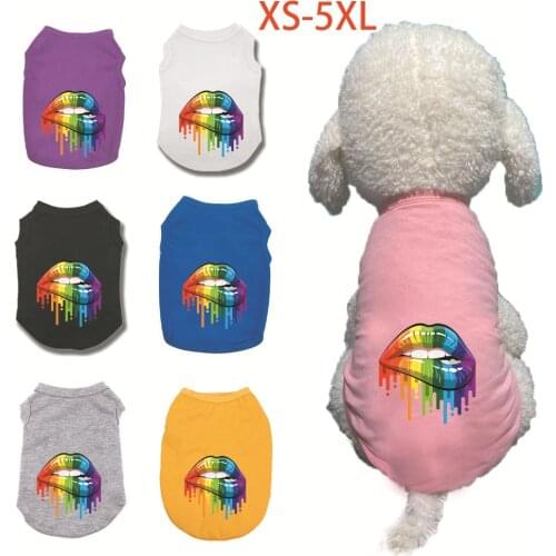 Large pet dog clothes vest, spring summer small and medium female dog breathable T-shirt shirt, puppy clothes wholesale XS-5XL
