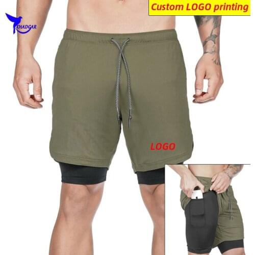 Quick Dry Camouflage 2 in 1 Marathon Running Shorts Men Workout Training Jogging Sportswear Gym Fitness Beach Short Pants Custom