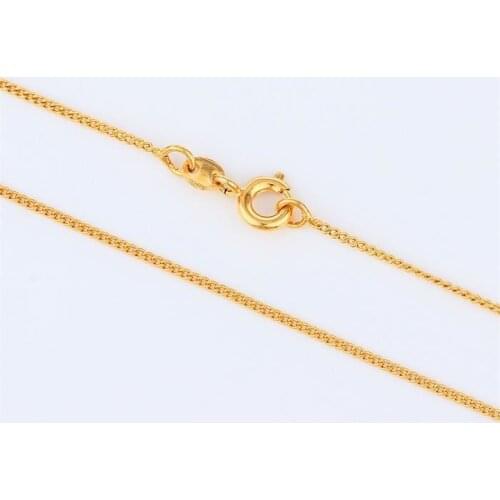 Thin Yellow Gold Colour Slim Link Curb Chain Necklace Womens Mens Jewelry Gift 1MM 45cm 18'' for Pendants Charms New Wholesale