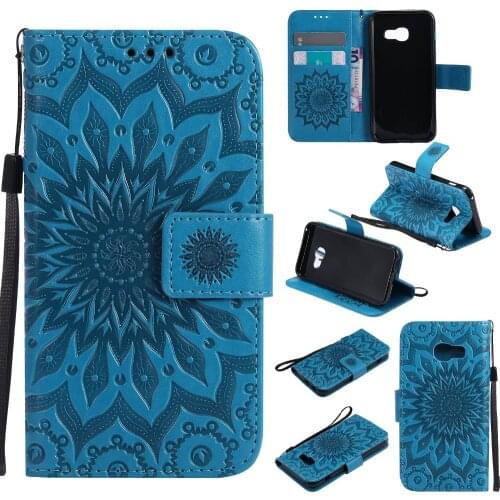 PU Leather Sunflower Case for fundas Samsung Galaxy A3 2017 Case for Galaxy A3 2017 Case A320 A320F 4.7" + Card Holder