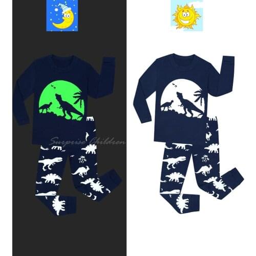 Kids 100% Cotton Pajamas Sets for 2-8 years Children Merry Christmas Glow in Dark Sleepwear Boys Girls Snowflake Pyjamas Pijamas