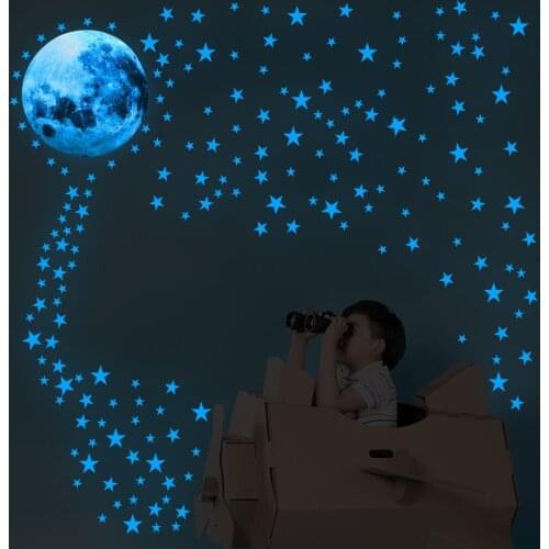 Diy Sticker 166 Stars Wall Decor Luminous Moon Star Wall Sticker Luminous Wall Paper for Living Room Decoration Wall Decals