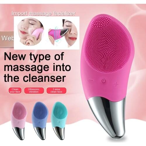 Mini Electric Facial Cleansing Brush Silicone Sonic Face Cleaner Deep Pore Cleaning Skin Massager Face Cleansing Brush Device