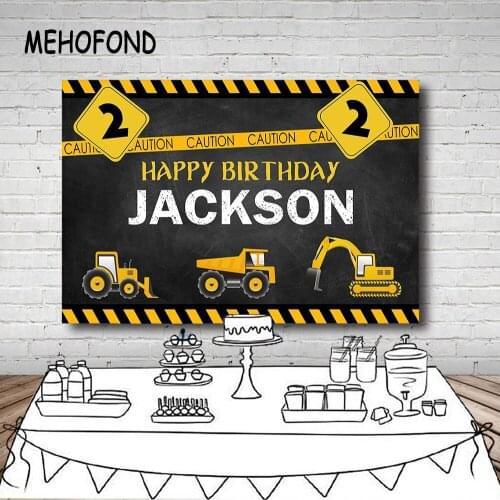 Birthday Backgrounds Construction Zone Excavator Truck Crane Builder Boy Newborn Photography Backdrops For Photo Studio