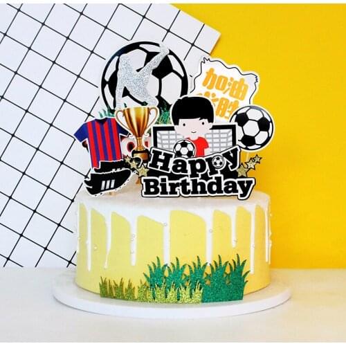 Football Cake Topper Jersey World Cup Reward Boys Kids Happy Birthday Wedding Decoration Soccer Shoes Cupcake Decor Party Baking
