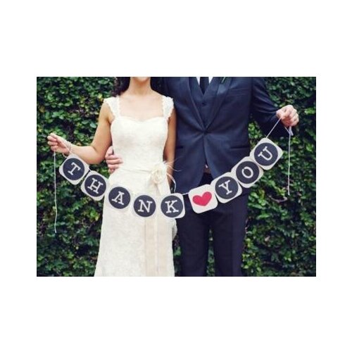 "Thank You" Heart Garland Wedding Bunting Banner Sign Party Decorations Photo Booth Props