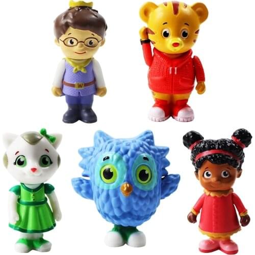 7cm 5pcs/Lot Daniel Tigers Neighborhood Daniel Tiger Katerina Kittycat O the Owl Miss Elaina Prince Wednesday Model Toy