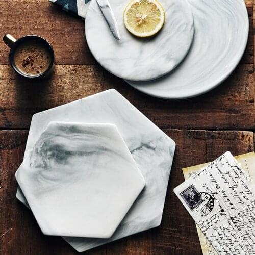 Ceramic Marble Cheese Cutting Board Pastry Dinner Cake Dessert Plate Restaurant Serving Tray Chopping Coaster Mad Pad Tableware
