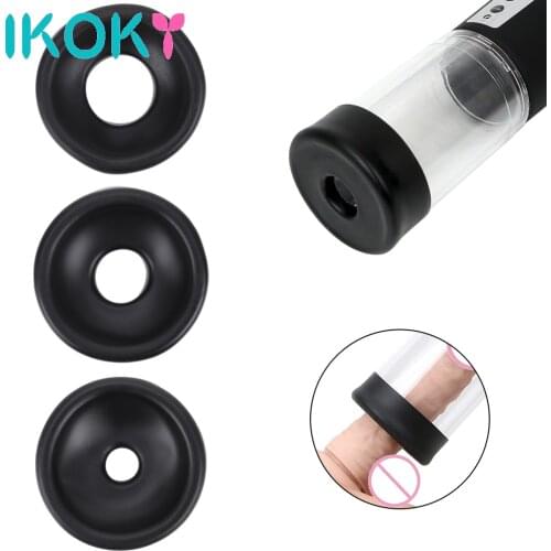 IKOKY Penis Pump Ring Sleeve Penis Erection Silicone Enlarger Exerciser Penis Extender Trainer Accessories Sex Toys For Men