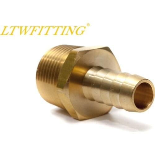 LTWFITTING Brass Fitting Connector 1/2" Hose Barb x 3/4" NPT Male Fuel Gas
