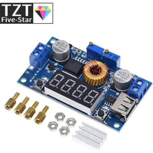TZT DC-DC 5A Digital LED Drive Lithum Battery Charger Module CC/CV USB Step Down Buck Converter With Voltmeter Ammeter