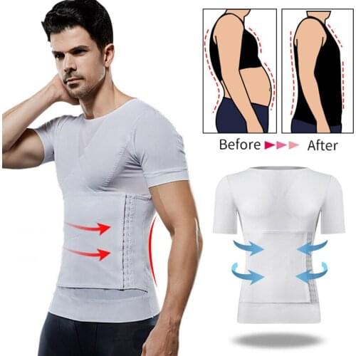 Men Body Shapers Top Abdomen Reducing Shapewear Waist Trainer Belly Slimming Shapers T-shirt Men Compression Shirts Corset Tops